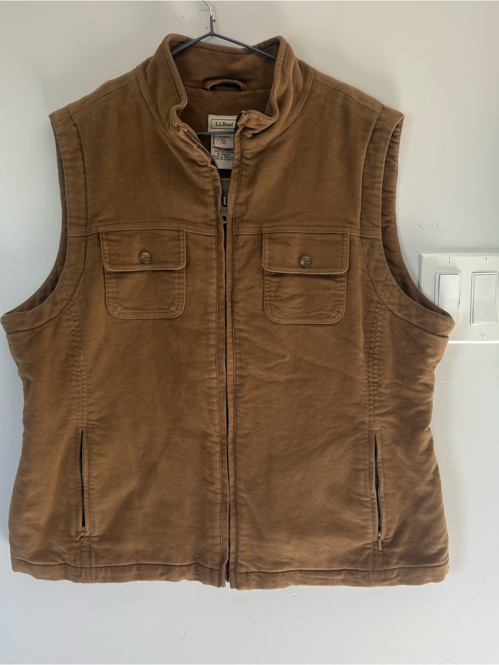 L.L. Bean Flannel Lined Canvas Workwear Vest Gorpcore Brown Tan Women’s XL Reg